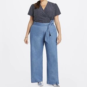 Draper James Wide Leg Chambray Pant Size 16